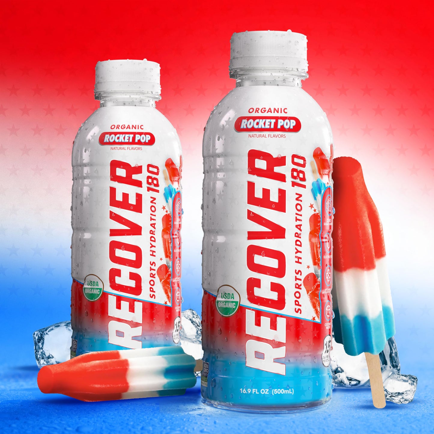 Recover 180 Organic Sports Hydration Drink, No Sugar Added, 15 Calorie Sports Beverage, Organic Flavors With Vitamins, Potassium