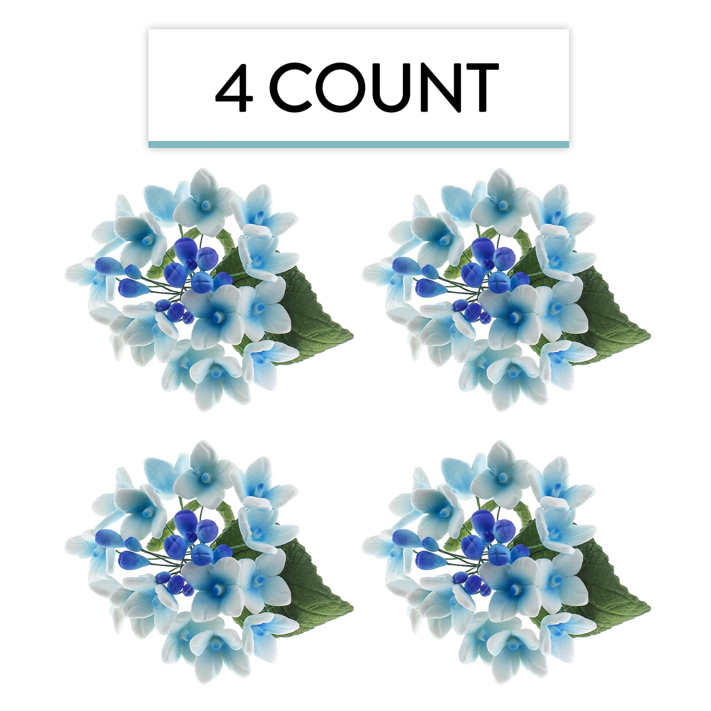 Global Sugar Art Hydrangea Blossoms Spray Sugar Cake Flowers, Blue/Purple, 4 Count By Chef Alan Tetreault