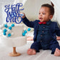 Ahaoray Half Way To One Cake Topper - Blue Glitter 6 Months Birthday Decorations Supplies - Half Birthday Decorations Baby Girl,