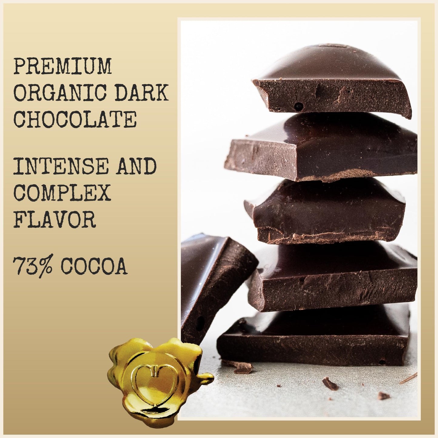 Chocolove Organic Dark Chocolate Bars | 73% Cocoa | Certified Fair Trade Organic Belgium Chocolate | Ethically Sourced, Non-Gmo, 3.2 Oz Bar (12 Pack)