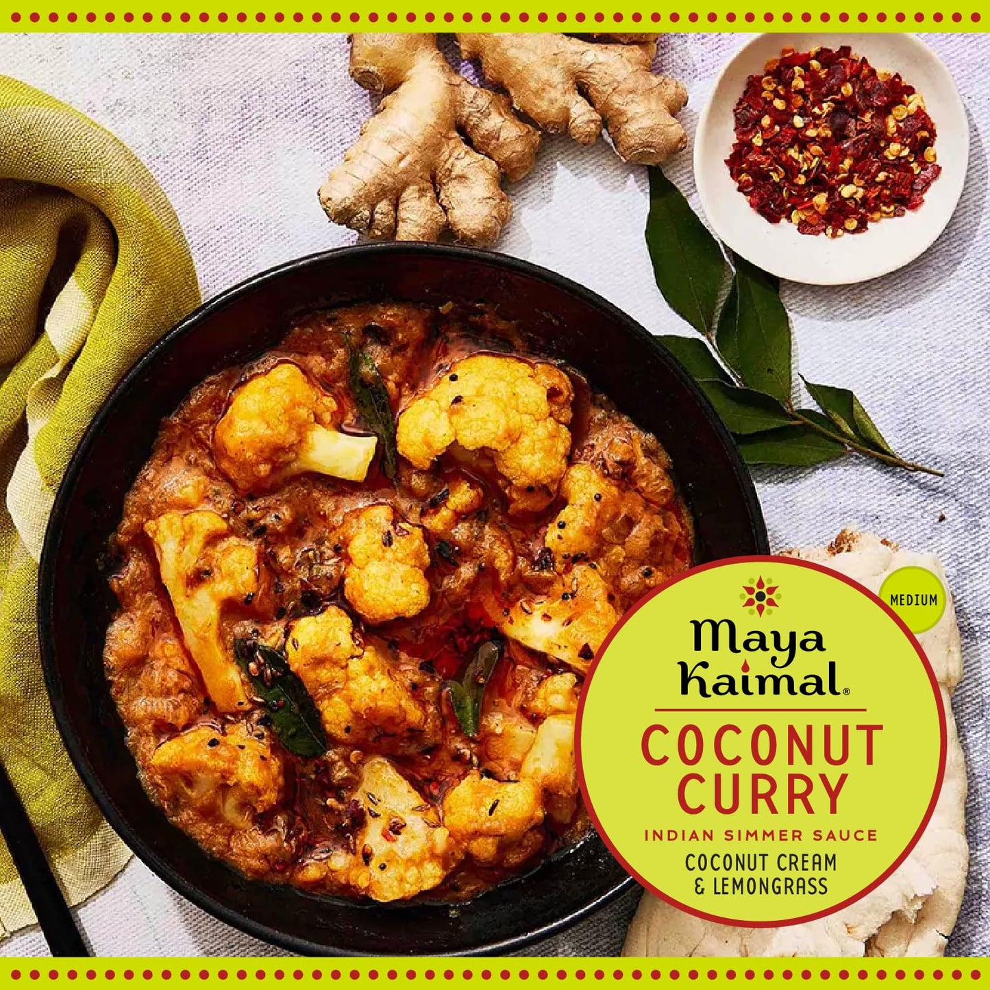 Maya Kaimal Coconut Curry Simmer Sauce, 12.5 Oz, Medium Spiced Indian Simmer Sauce With Coconut Cream And Lemongrass, Vegan, Dai