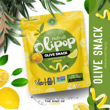 Nutruit Olives Snacks Pitted Olives With Toothpick (Lemon) Fresh Harvest Aegean Olives, Vegan, Non-Gmo, Gluten Free, Kosher, Pal