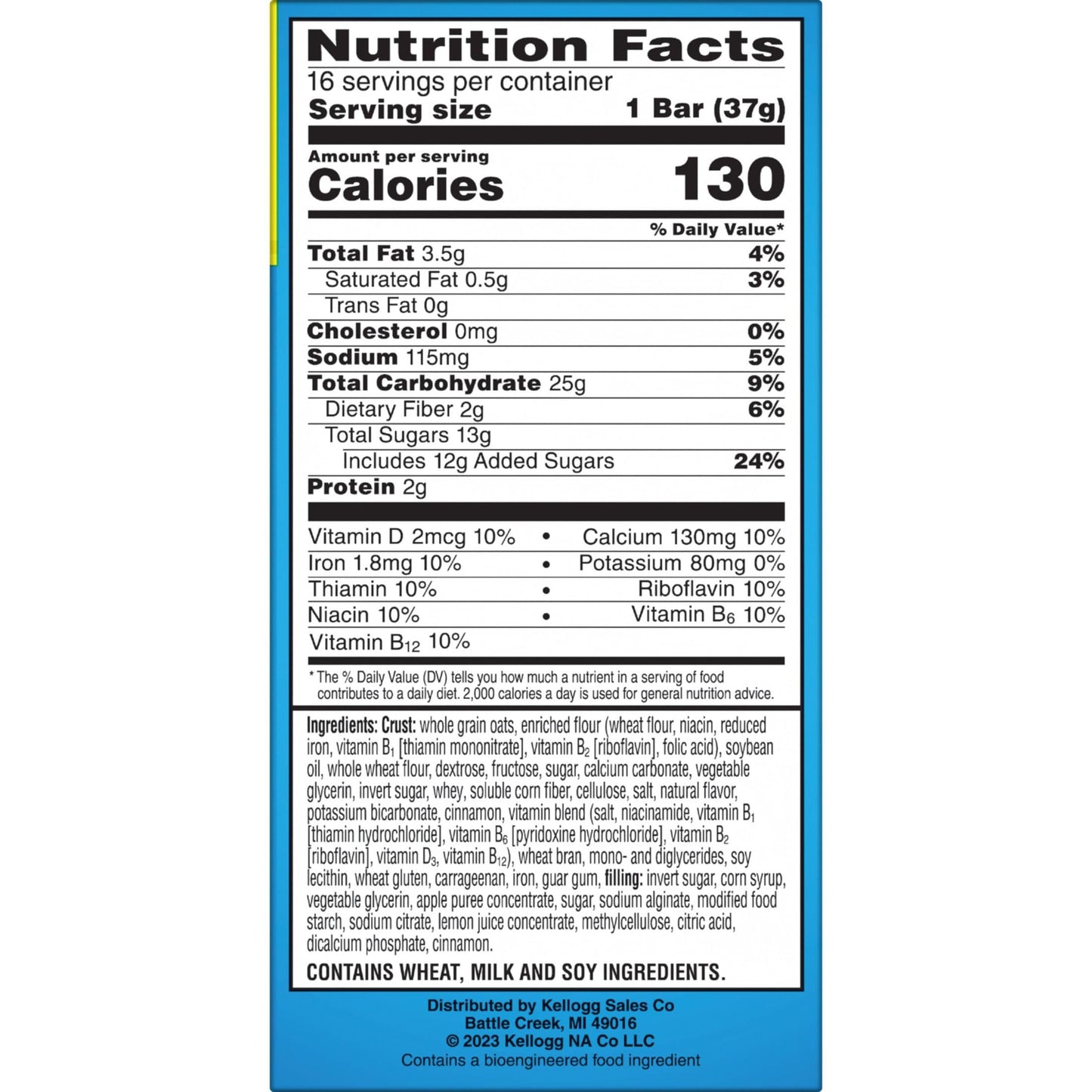 Nutri-Grain Breakfast Bars, Made with 10g Whole Grains, Snack Bars, Apple Cinnamon, 20.8oz Box (16 Count)