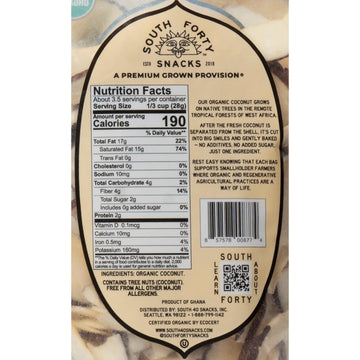 South 40 Snacks Organic Coconut Chips, Just 1 Ingredient (3.5Oz Bags, Pack Of 4)