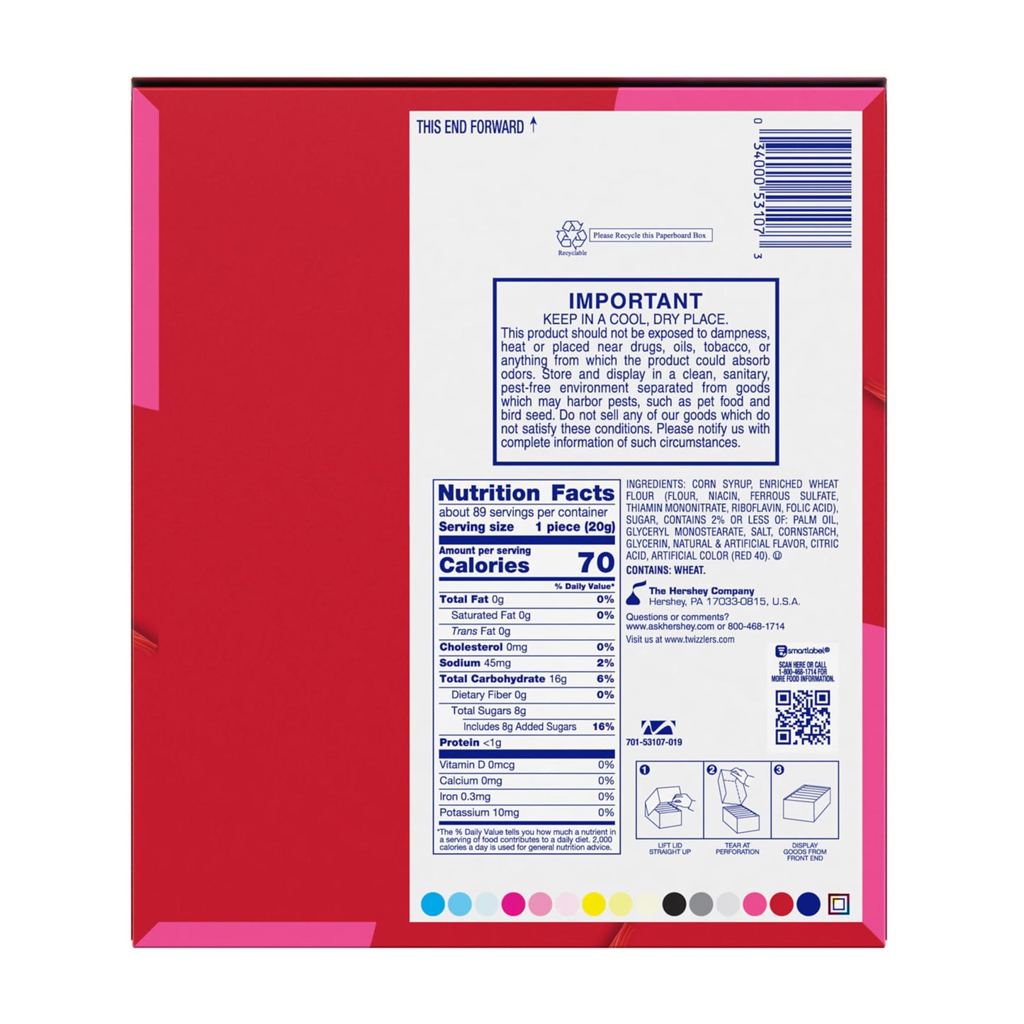 TWIZZLERS PULL N PEEL Cherry Flavored King Size, Chewy Candy Packs, 4.2 oz (15 Count)