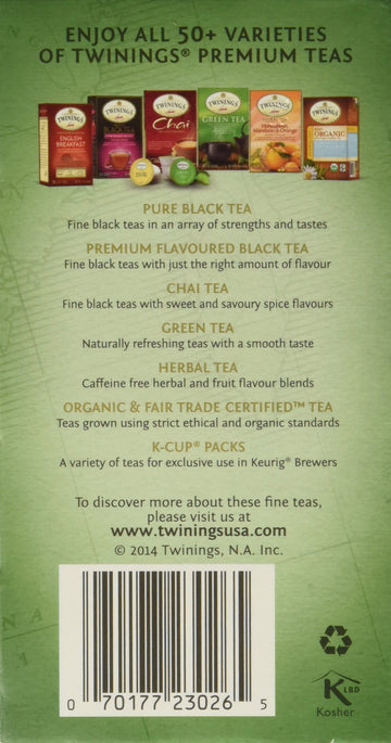 Twinings Pure White Tea Bags, 20 Count, Caffeinated, Light & Fresh, Individually Wrapped, Perfect for Hot or Iced Tea