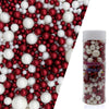 Edible Red & White Sugar Pearls Sprinkles Candy Mix Size Pearls Cake Decorations Cupcake Toppers Decorating Perfect for Wedding 
