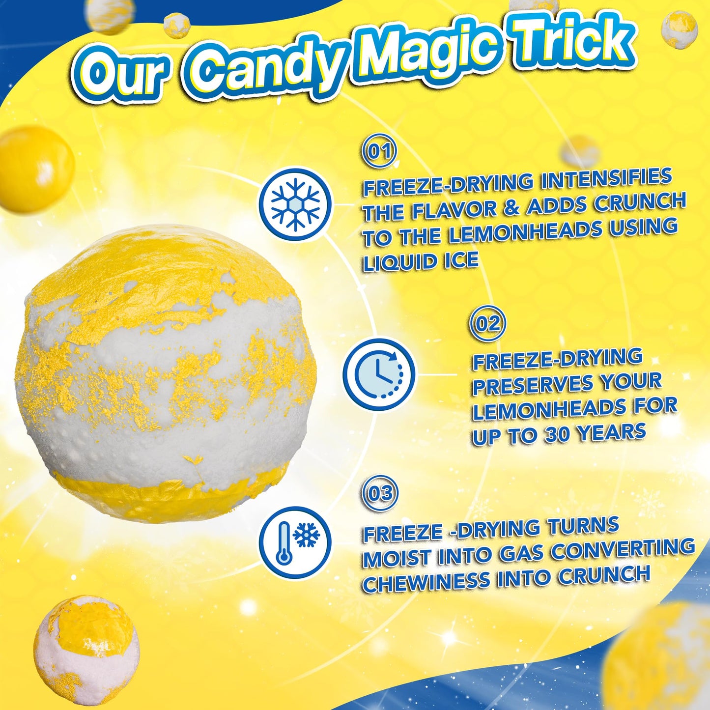 Freeze Dried Lemon Heads (10oz) - Made From Lemonheads Candy By Cryo Crunch- Freeze Dried Lemonheads Made In US Freeze Dried Lem