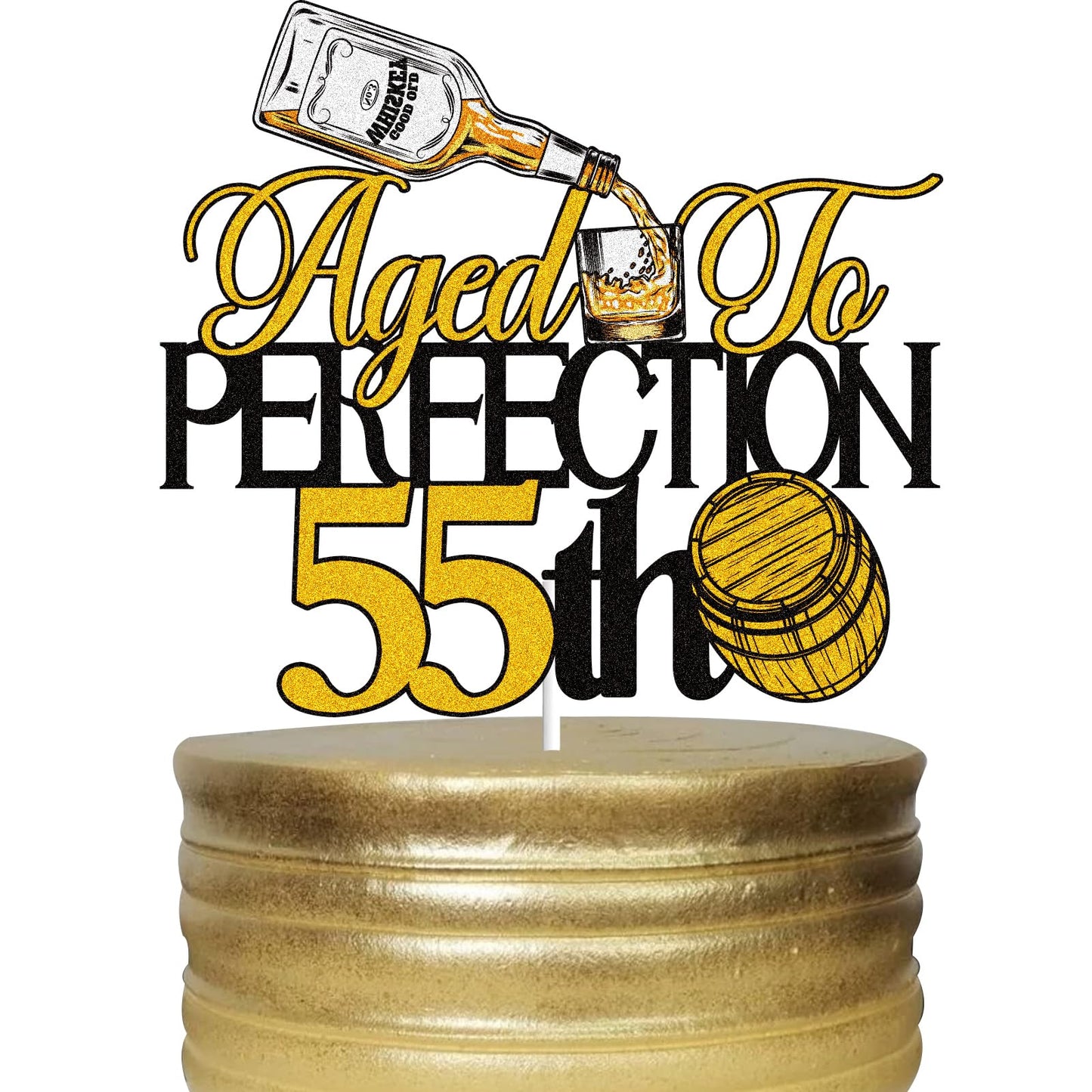 LINGBOOM Aged To Perfection Birthday Cake Toppers, 9.8 cm x 15 cm, Card Material, Model C-Age to Perfection, Color 55