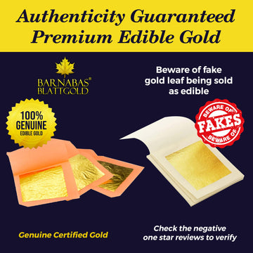 Barnabas Blattgold Edible Gold Leaf 24K - Cake Decorations, Loose Gold Leaf Sheets For Cupcakes - 1.5 Inches, Interleaf Of 20