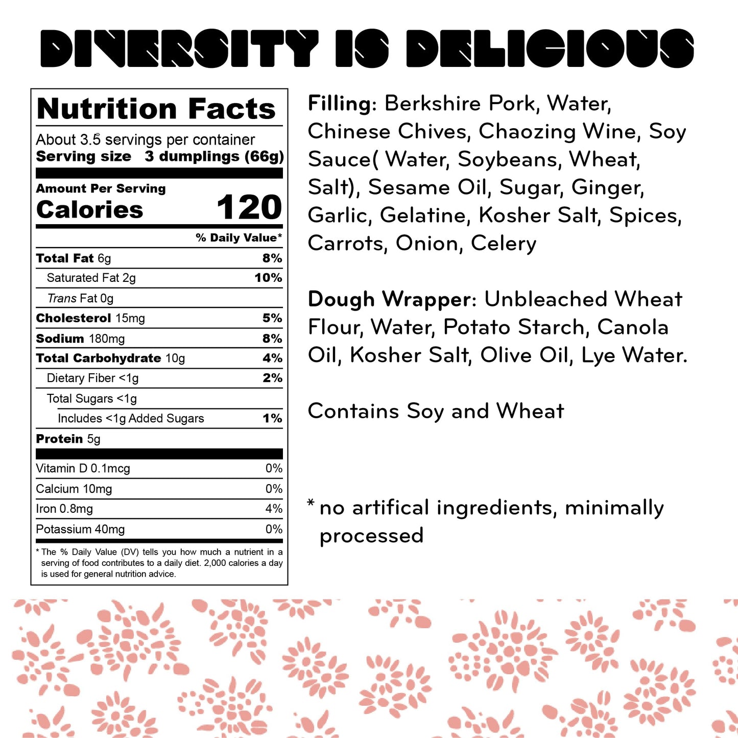 Laoban Dumplings?Pork Soup Frozen Dumplings?Berkshire Pork, Chives, Soy Sauce, Garlic, Carrots, Celery, Onion?Made from Scratch