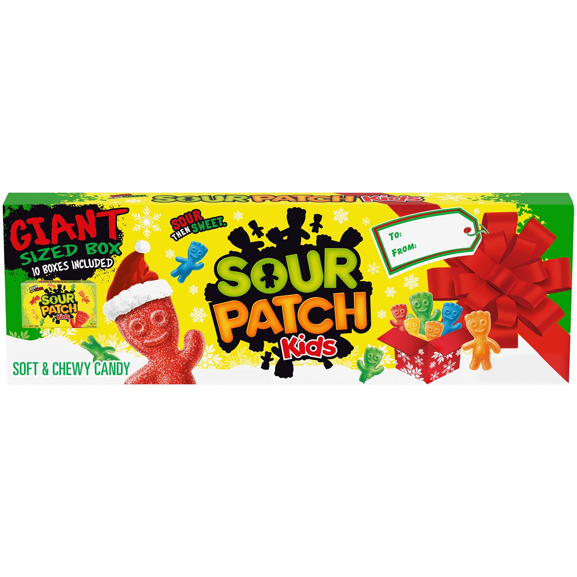 Sour Patch Kids Soft & Chewy Holiday Candy, Giant Gift Box, Includes 10 - 3.5 Oz Boxes