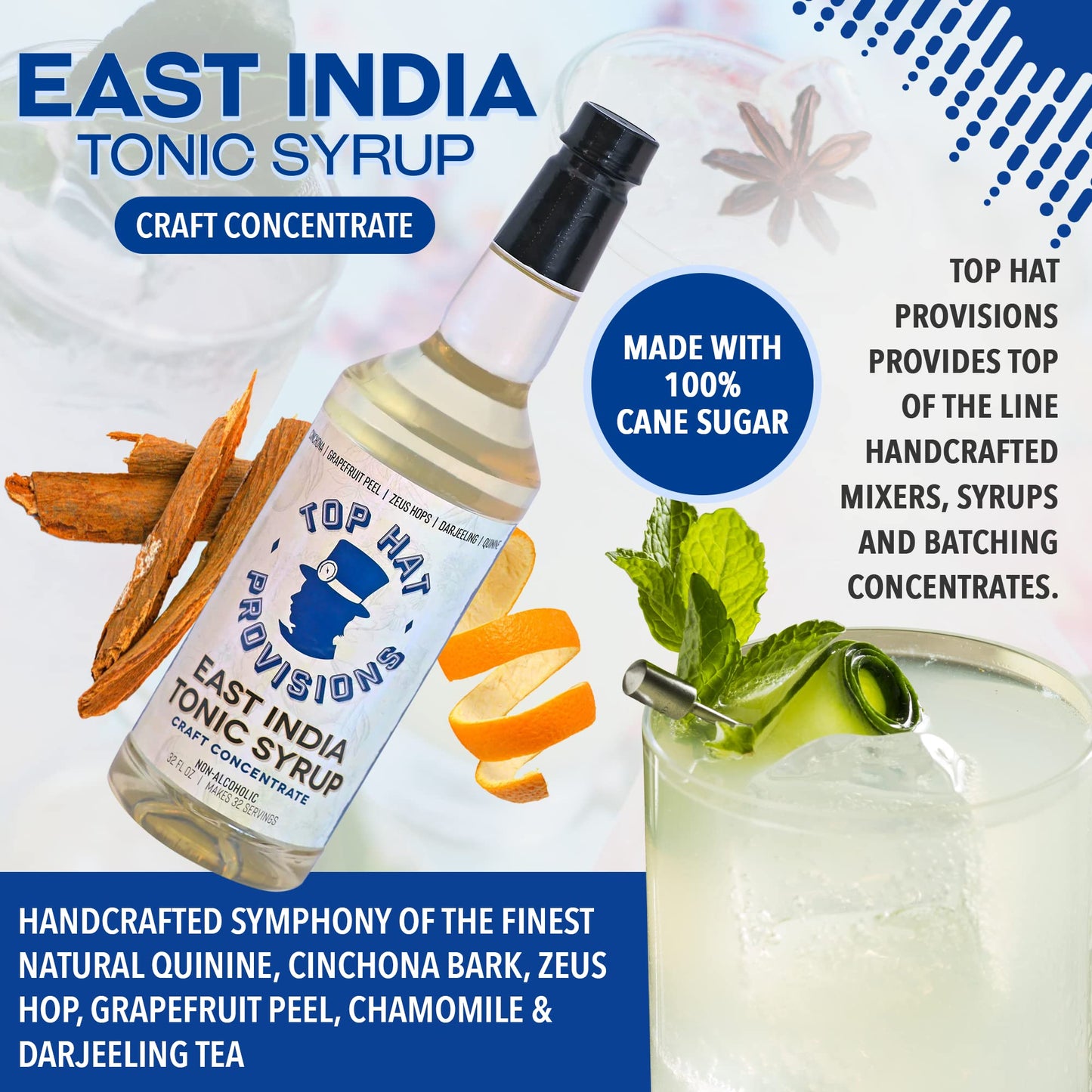 Top Hat Provisions Concentrated Quinine Tonic Syrup - 32 Fl Oz - East India Tonic