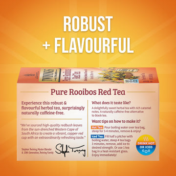 Twinings Rooibos Red Herbal Tea, Caffeine-Free, 20 Count (Pack of 6), Sweet Aroma, Individually Wrapped