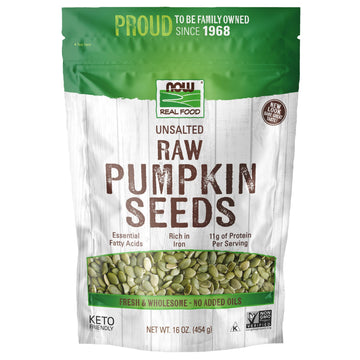 Now Foods, Pumpkin Seeds, Raw And Unsalted, Essential Fatty Acids, Rich In Iron, Excellent Source Of Protein, Certified Non-Gmo, 1-Pound (Packaging May Vary)