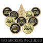Black And Gold Graduation Party Stickers For Kisses Candy, Chocolate Drops, 2025 Grad Party Favors - 180 Count