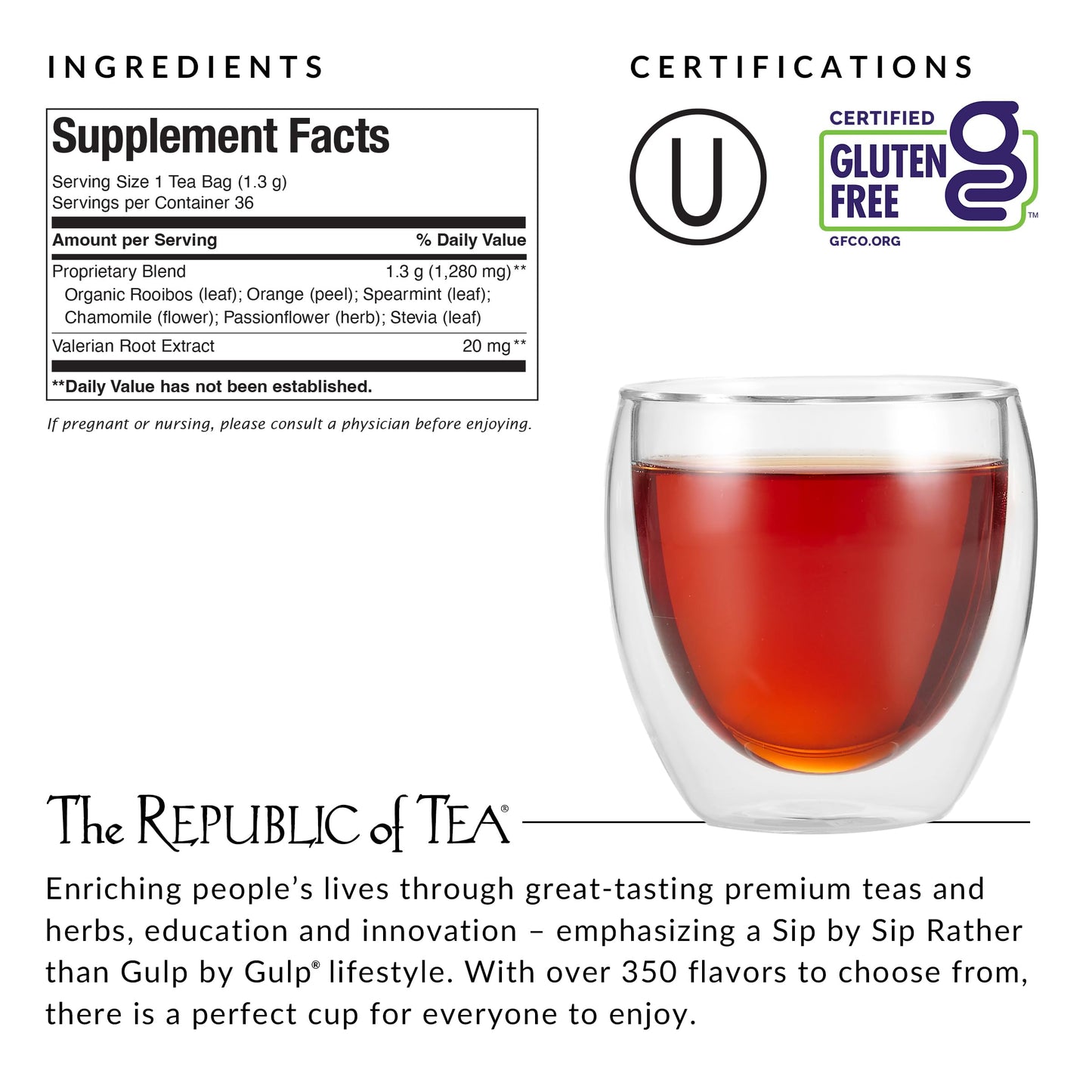 The Republic of Tea Get Some Zzz’s Herb Tea, Caffeine-Free, 36 Tea Bags, Model SYNCHKG015695