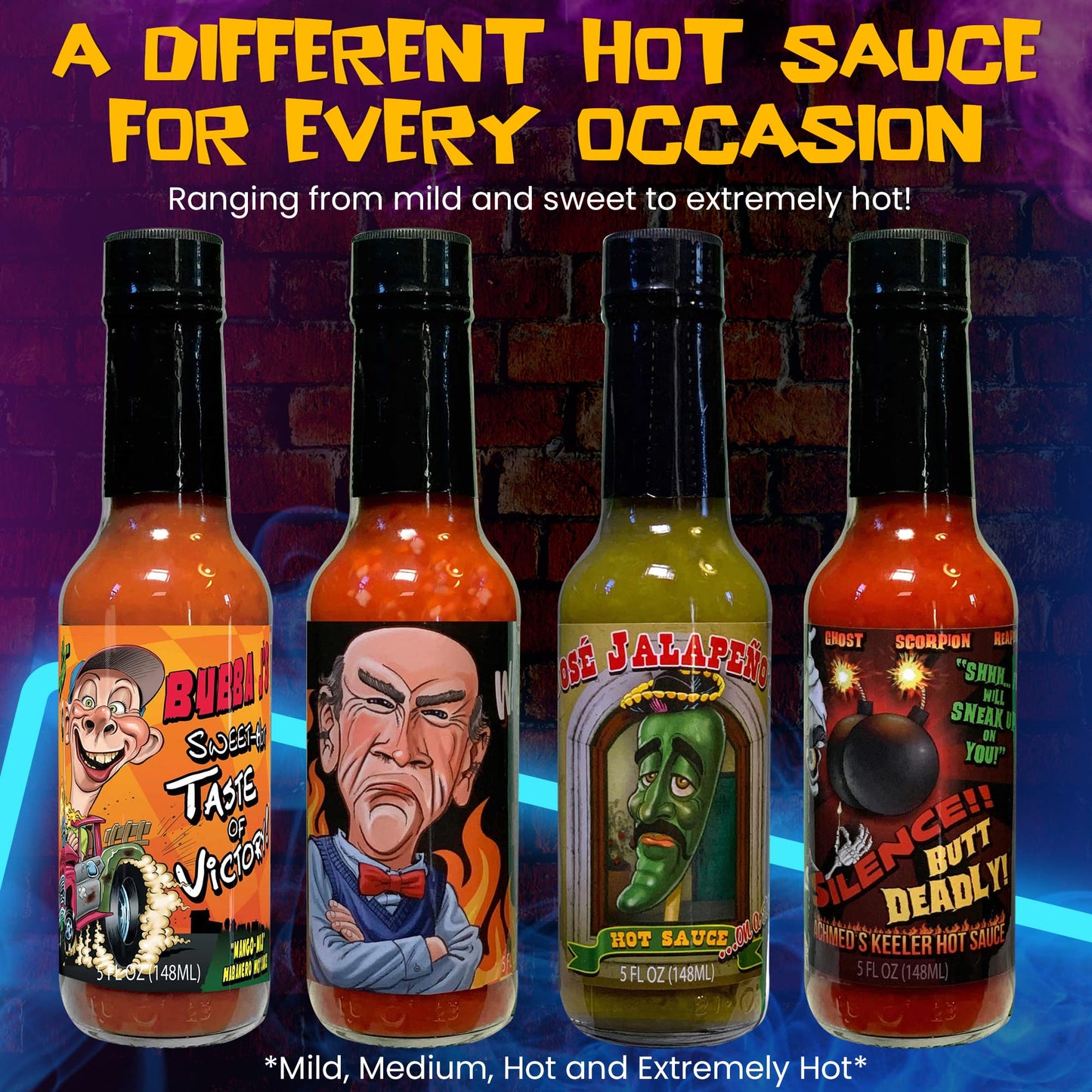 Jeff Dunham - Achmed'S Keeler Hot Sauce With Scorpion, Carolina Reaper, And Ghost Peppers | Super Hot And Spicy Sauce For The Br