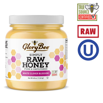GloryBee White Clover Honey, US Grade A, 48 oz - Pure Natural Sweetener, Perfect for Tea, Cooking, and Baking