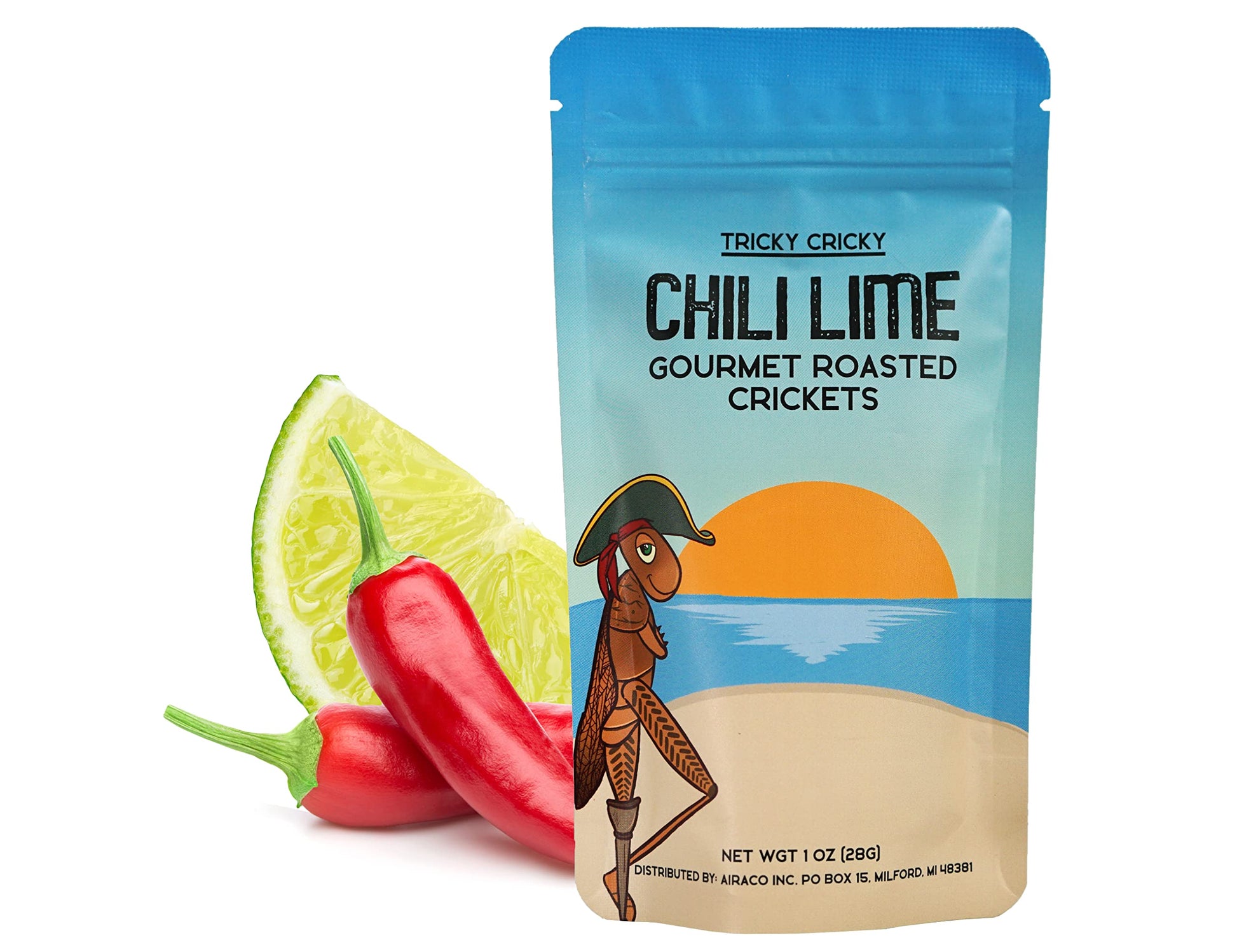 Tricky Cricky Edible Cricket Snacks - High Protein, Low Carb - Chili Lime Flavor, 1 Oz