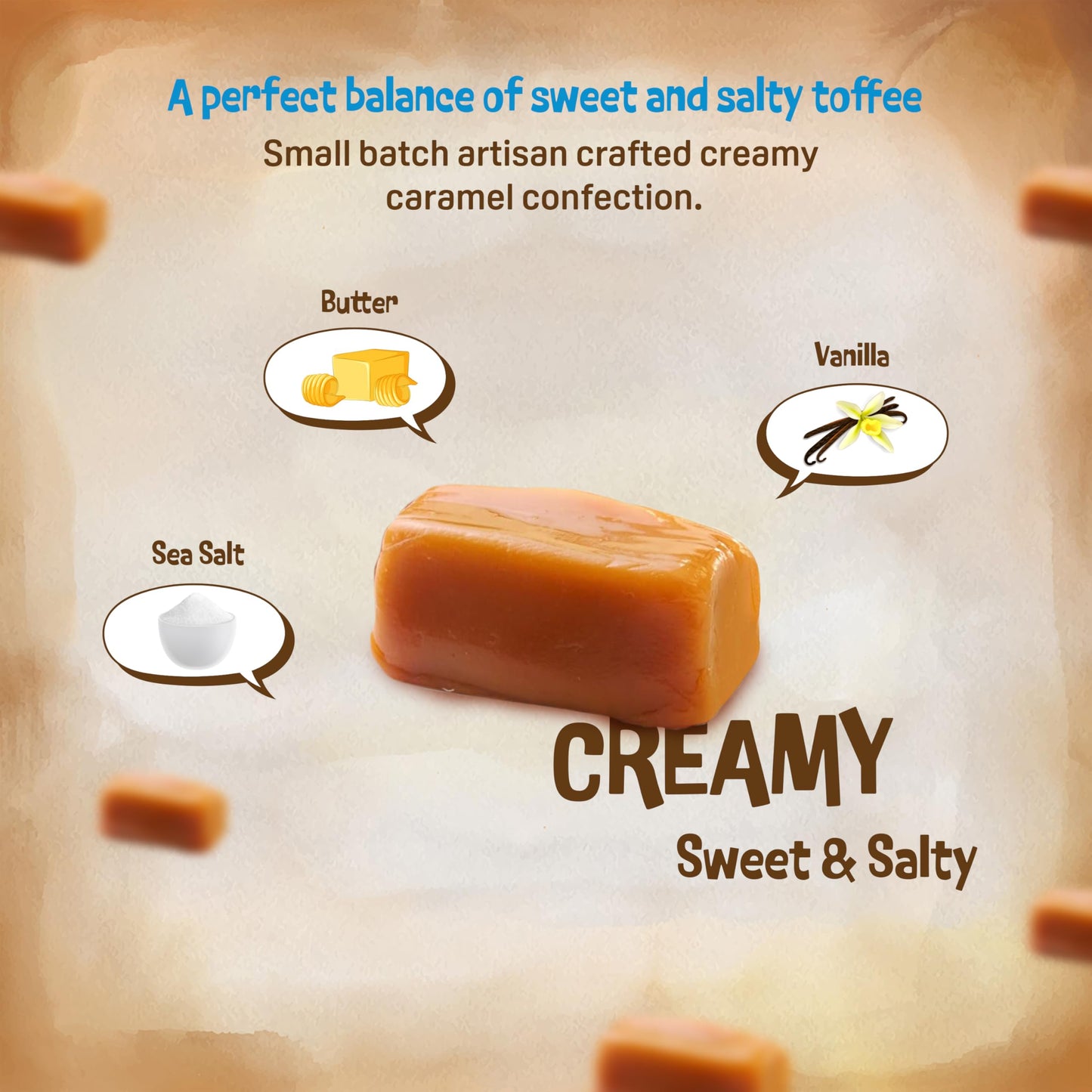 Everton Toffee Butter Toffee Caramels, Sea Salt Flavor (4 oz. bag, 6-pack). Gourmet, Artisan Soft and Creamy Toffee Caramels, Sm