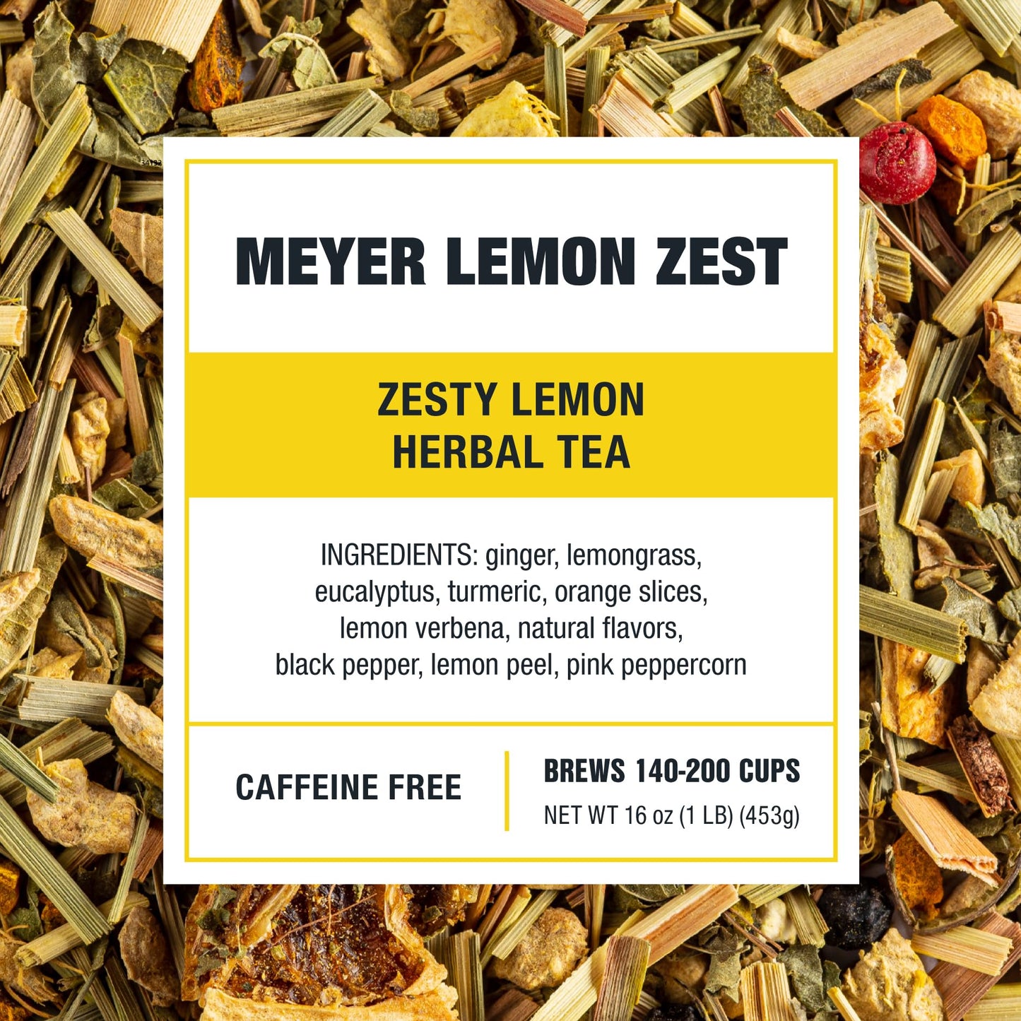 Tiesta Tea Meyer Lemon Zest Herbal Tea, Caffeine-Free, Loose Leaf, 16 oz Bulk Pouch, Brews Up to 200 Cups