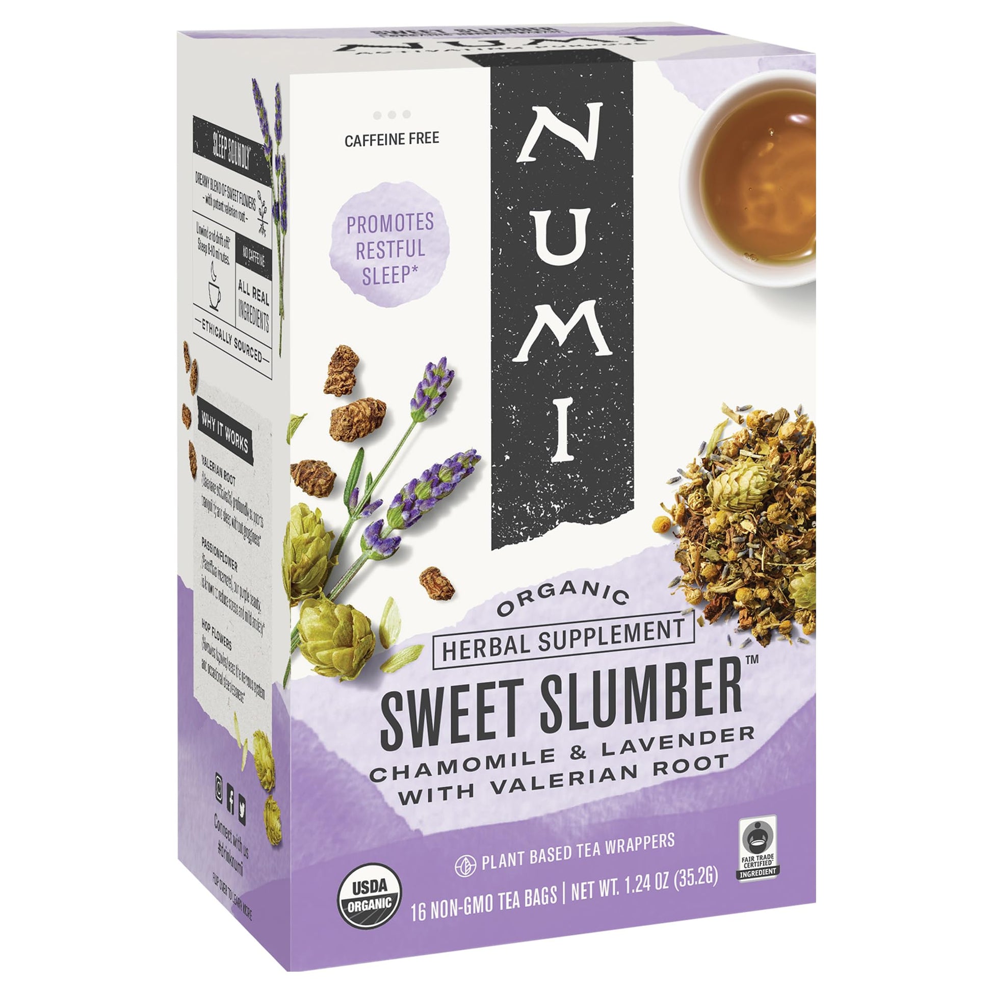 Numi Organic Sweet Slumber Herbal Tea, 16 Ct