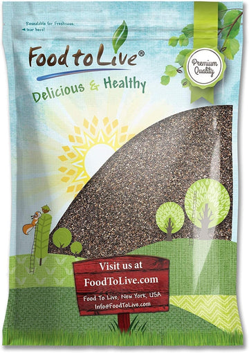 Food To Live - Black Chia Seeds, 15 Pounds Whole, Sproutable, Vegan, Kosher, Keto, Sirtfood, Bulk. Rich In Essential Fatty Acids, Fiber, Protein. Great For Chia Pudding, Smoothie, Oatmeal