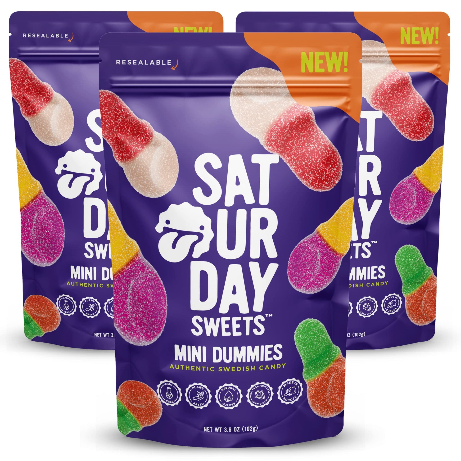 Saturday Sweets Mini Dummies | Authentic Swedish Candy | Low Calorie & Non-Gmo, Gelatin Free, No High Fructose Corn Syrup | Rese