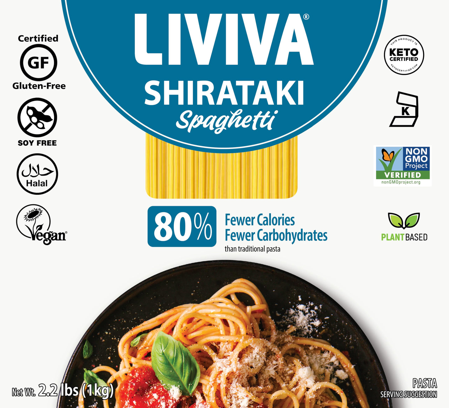 Liviva Dried Shirataki Spaghetti 1 Kg Pack - Low Calories - 25 Calories, 0G Of Fat And 0G Of Sugar
