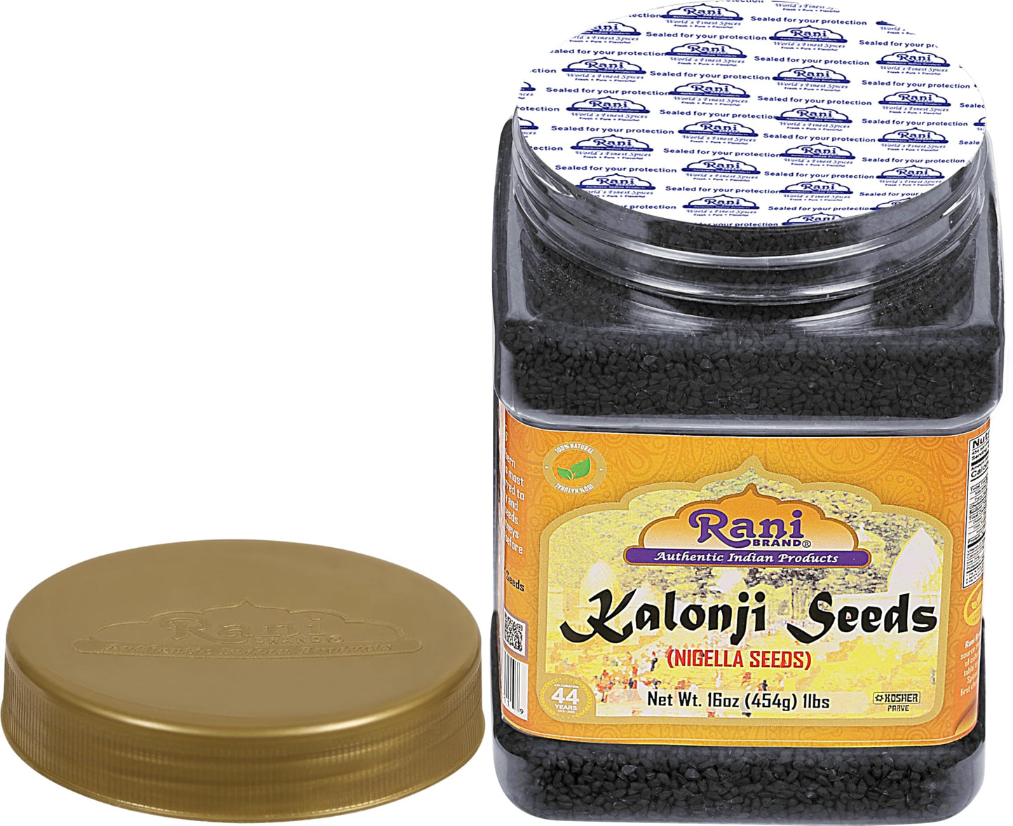 Rani Kalonji (Black Seed, Nigella Sativa, Black Cumin) Seeds 16oz (1lb) 454g PET Jar ~ All Natural | Gluten Friendly | NON-GMO |