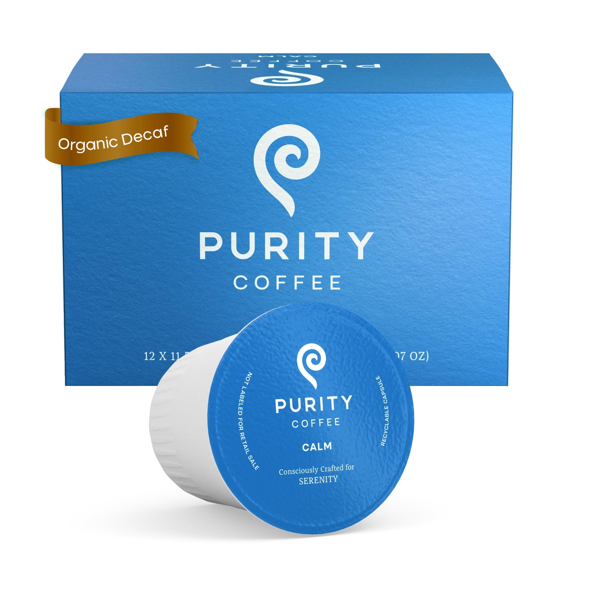 Purity Coffee Calm Decaf Medium Roast Organic Coffee - Usda Certified Organic Specialty Grade Arabica Single-Serve Coffee Pods -