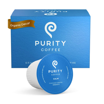 Purity Coffee Calm Decaf Medium Roast Organic Coffee - Usda Certified Organic Specialty Grade Arabica Single-Serve Coffee Pods -