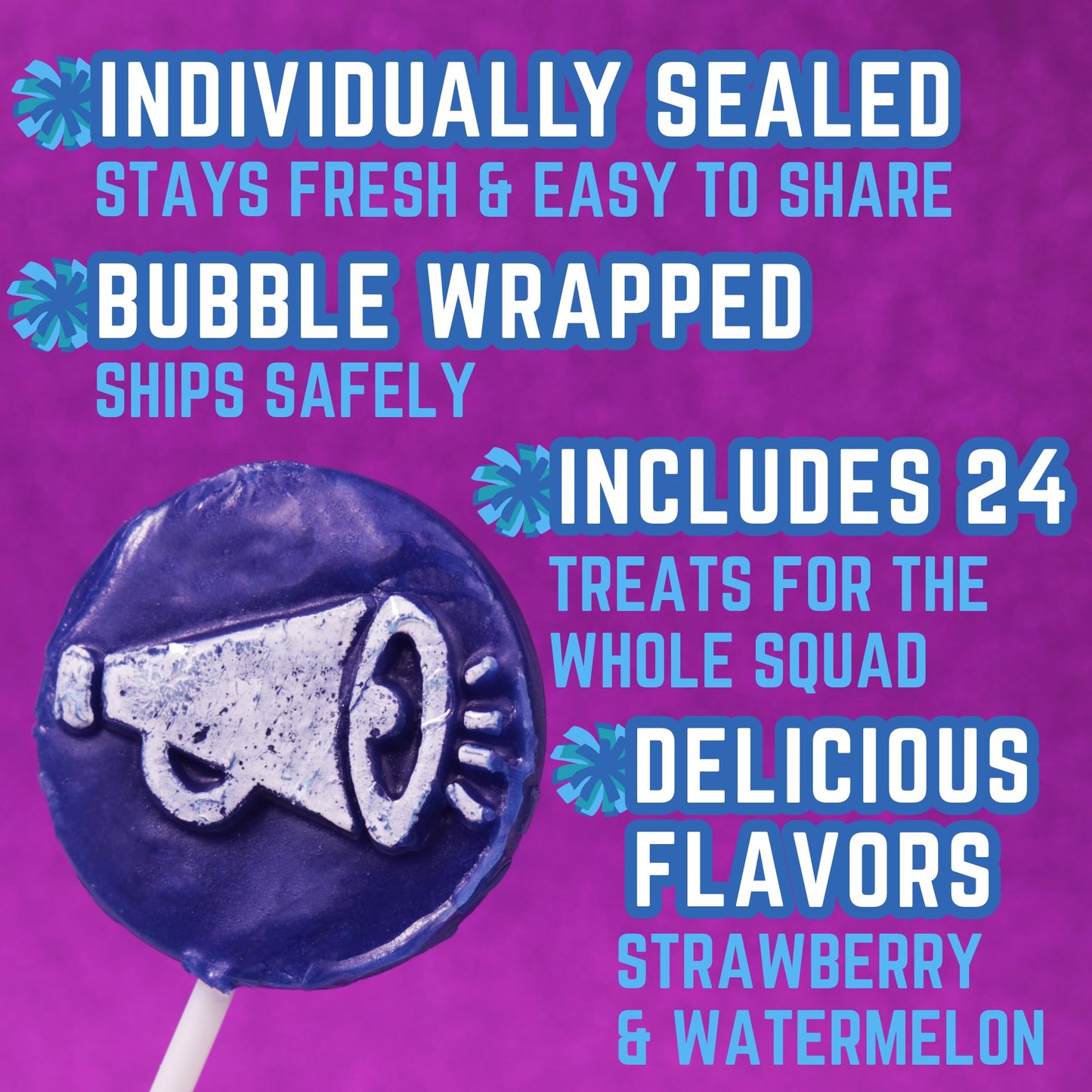 Cheer Tattoo Lollipops, Team Party Favor Candy Gifts, Individually Wrapped Suckers, Pack Of 24