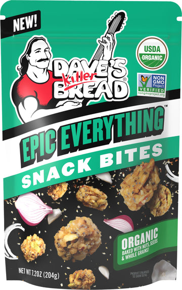 Daves Killer Bread Epic Everything Organic Snack Bites, Everything Flavor Organic Snacks, 7.2 oz
