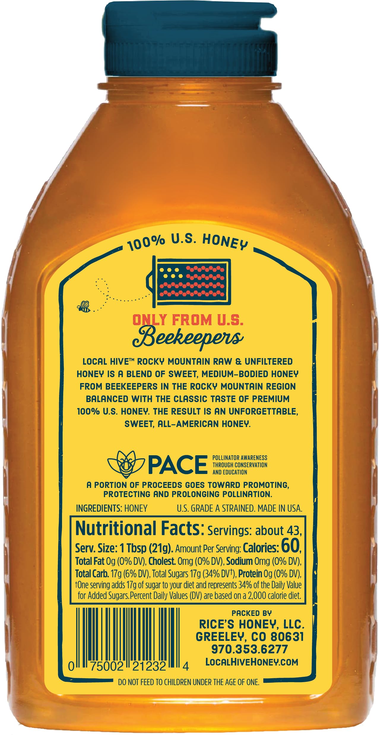 Local Hive Rocky Mountain Raw Unfiltered Honey 32Oz. 100% Us Honey Sourced From American Bees And Beekeepers.