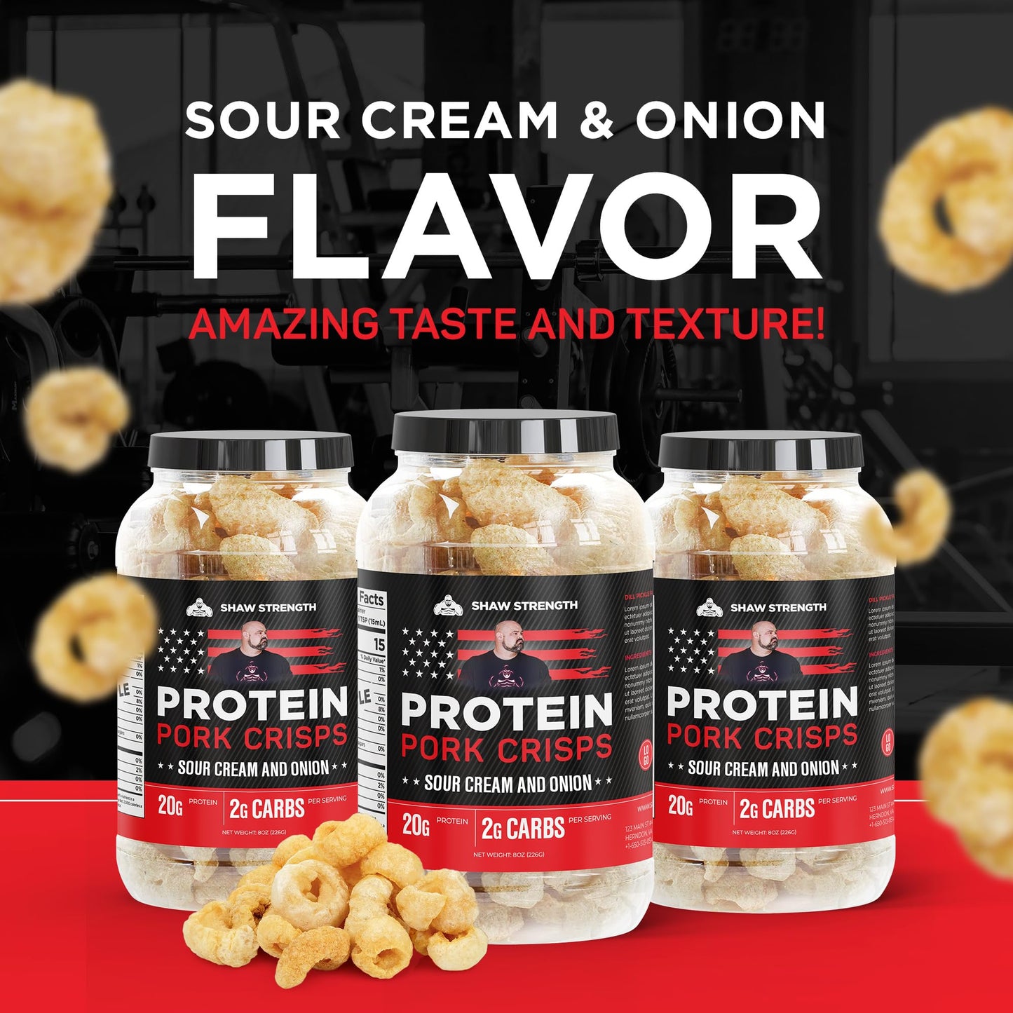 Ol Uncle Porkers Protein Pork Rinds, Sour Cream, Keto-Friendly, 8oz