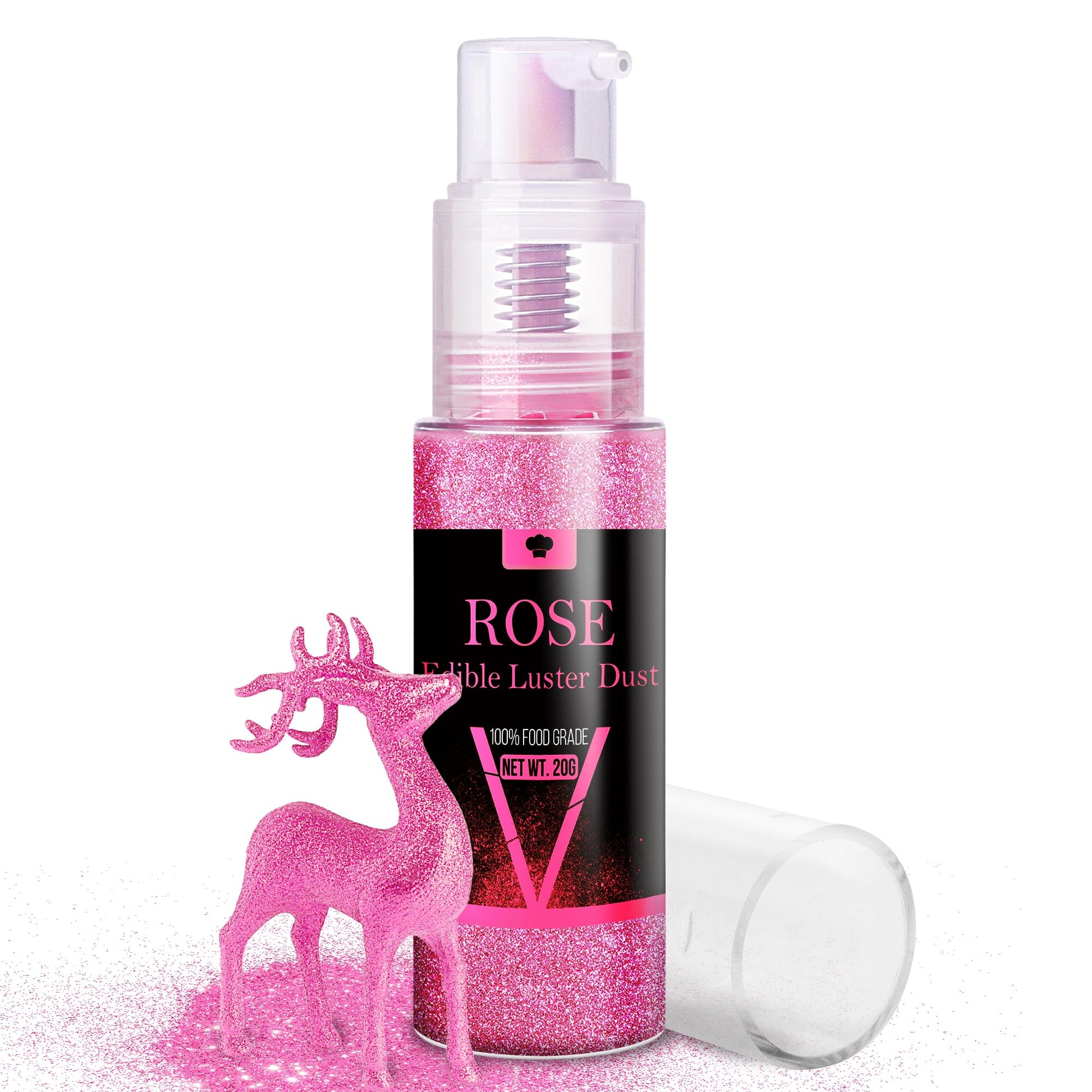 Vividye Edible Glitter Spray 20g - Rose Luster Dust for Cakes, Cocktails, Cupcakes, and Beverages