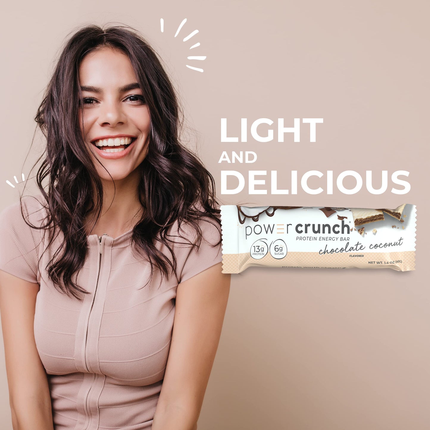 Power Crunch Protein Wafer Bars, High Protein Snacks With Delicious Taste, Chocolate Coconut, 1.4 Ounce (12 Count)