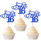 Rsstarxi Cupcake Toppers 30 Pack Glitter Love Heart for 16th Birthday Deep Blue