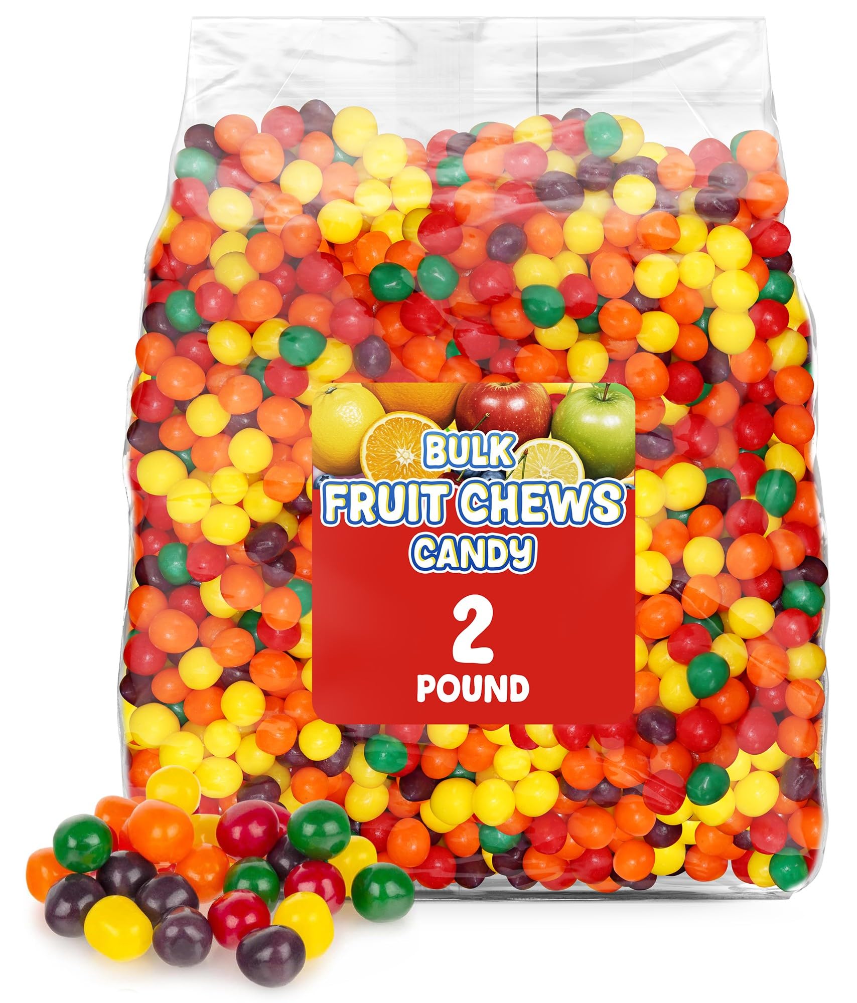 GEEOOLLAH Bulk Chewy Fruit Mix Candy - Sweet & Sour Assorted Fruity Flavors, 2 Pound Bag