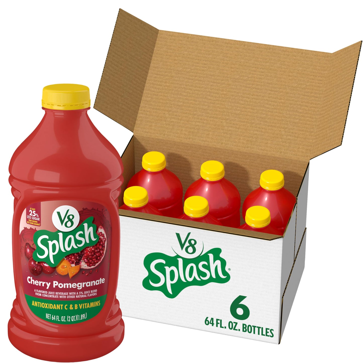V8 Splash Cherry Pomegranate Juice Beverage, 64 Fl Oz (Pack of 6)