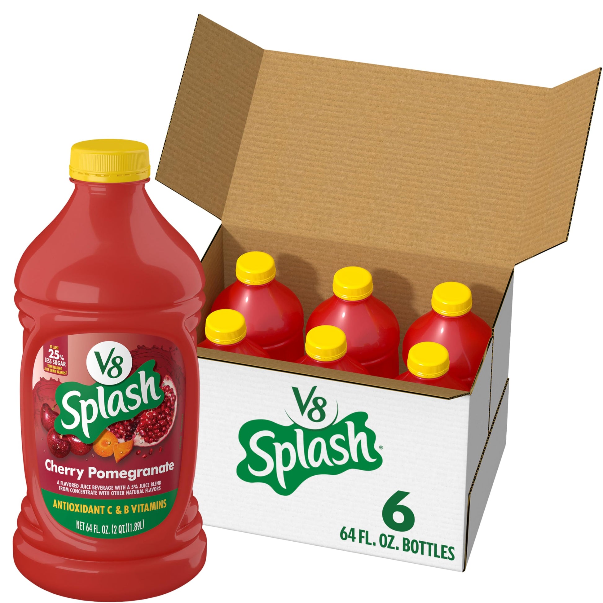 V8 Splash Cherry Pomegranate Juice Beverage, 64 Fl Oz (Pack of 6)