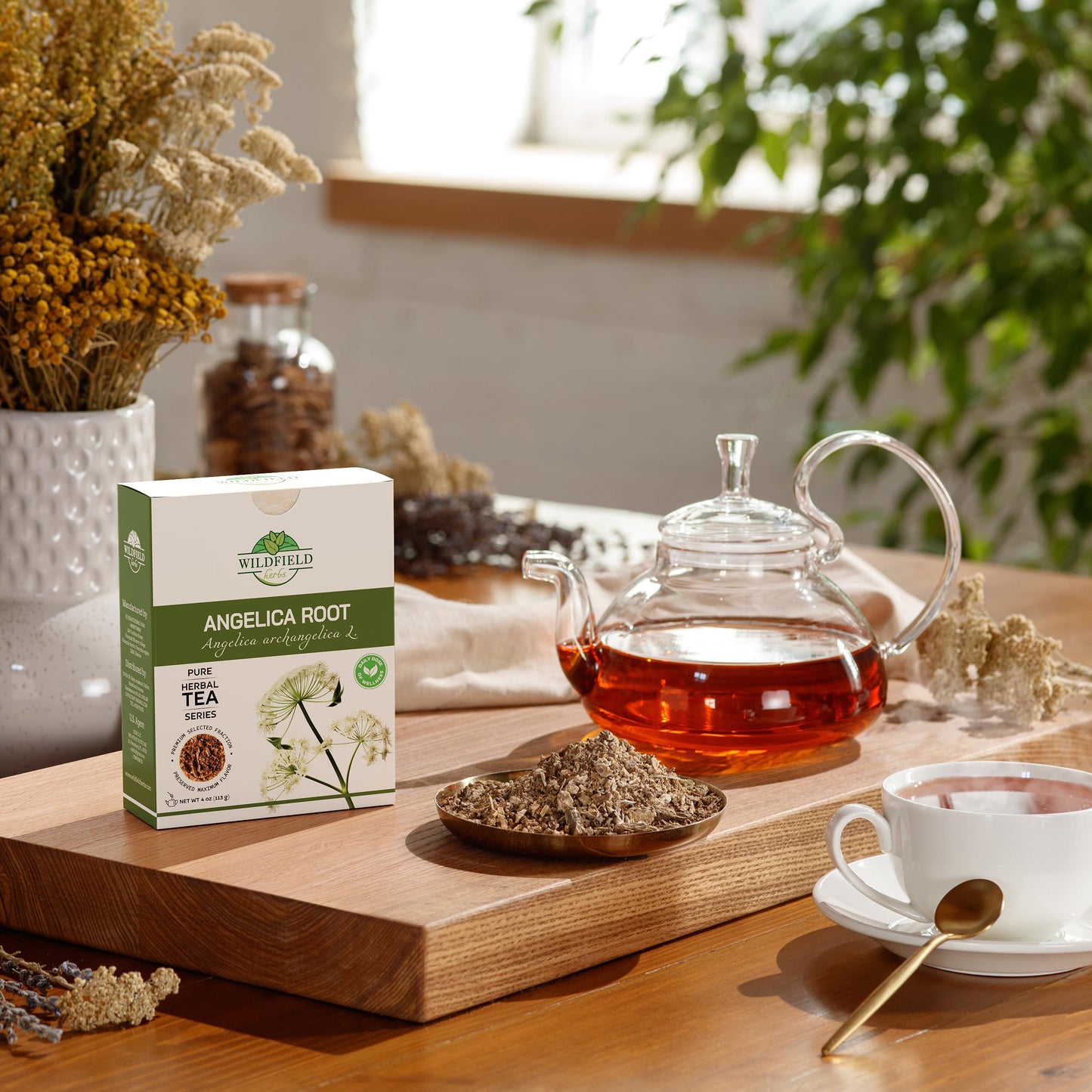 WILDFIELD HERBS Angelica Root Bulk Herb Tea - 4 oz (113g) Herbal Tea Raiz De Angelica
