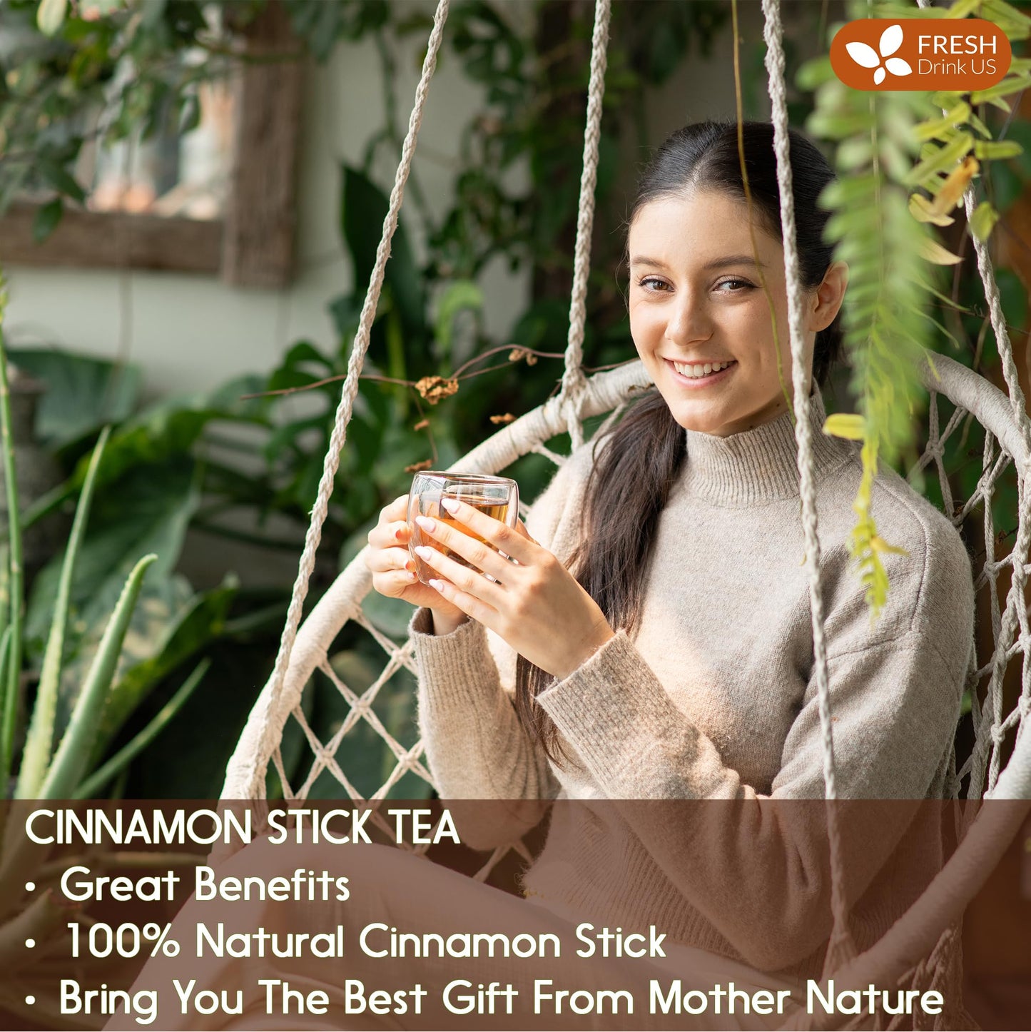 FreshDrinkUS  enhanced 75+ Cinnamon Dried Sticks  Whole Sticks  100% Natural & Pure Cinnamon Inner Bark  Raw Spice Flavor & Strong Aroma  Herbal Tea  Perfect for Warm Beverages