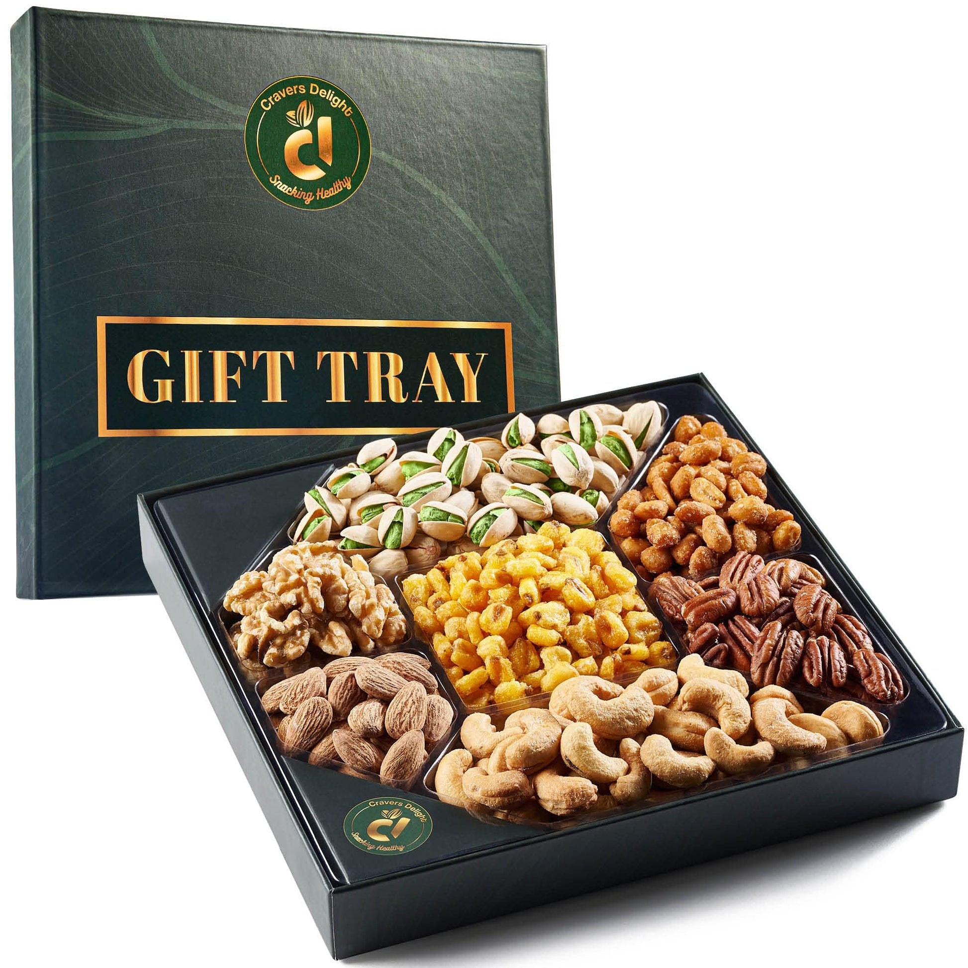 Cravers Delight Assorted Nuts Gift Basket - 7 Nut Variety - 1 Pound Holiday Sampler