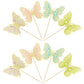Gyufise 24Pcs Butterfly Cupcake Toppers Assembled Gold Glitter Colorful Double Layers 3D Butterfly Cupcake Picks Butterfly Theme