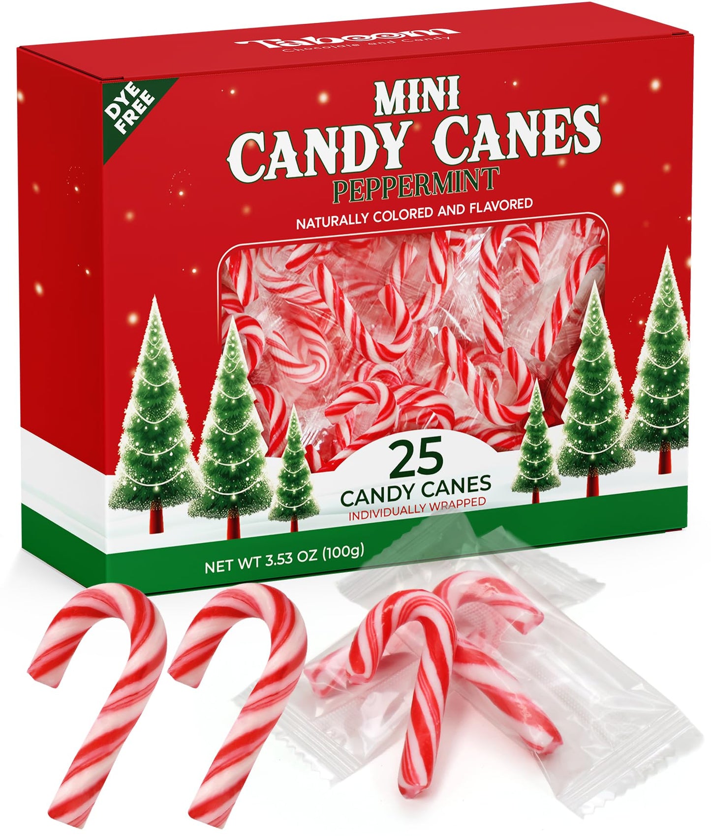 Mini Candy Cane Individually Wrapped 25 Pack - Dye-Free Small Peppermint Candy Canes Red & White Christmas Candy For Holiday Gifts, Stocking Fillers, Party Favors & Decorations