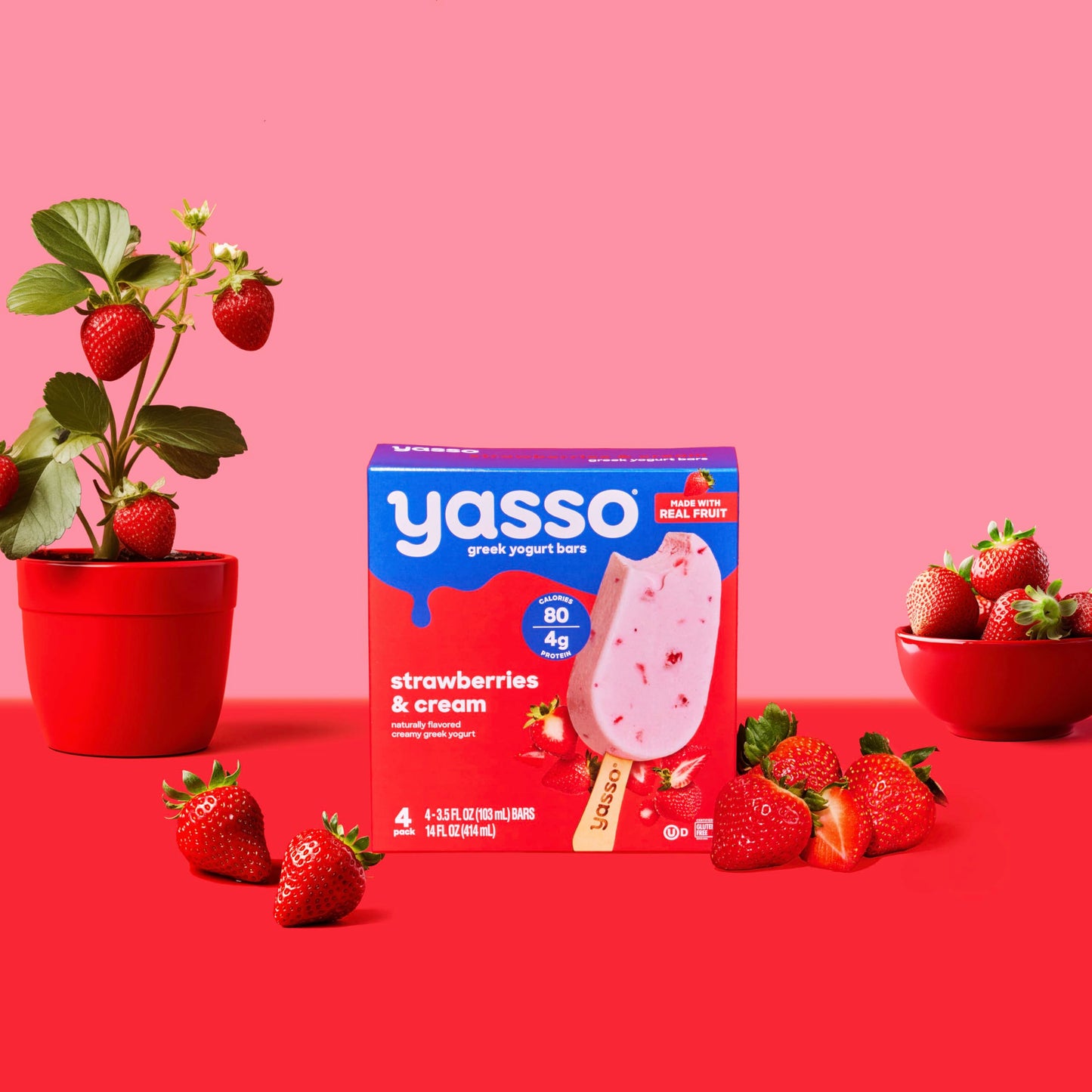 Yasso Frozen Greek Yogurt Bars Strawberries & Cream Bars 4 Count for a ridiculously creamy frozen snack made with the goodness o