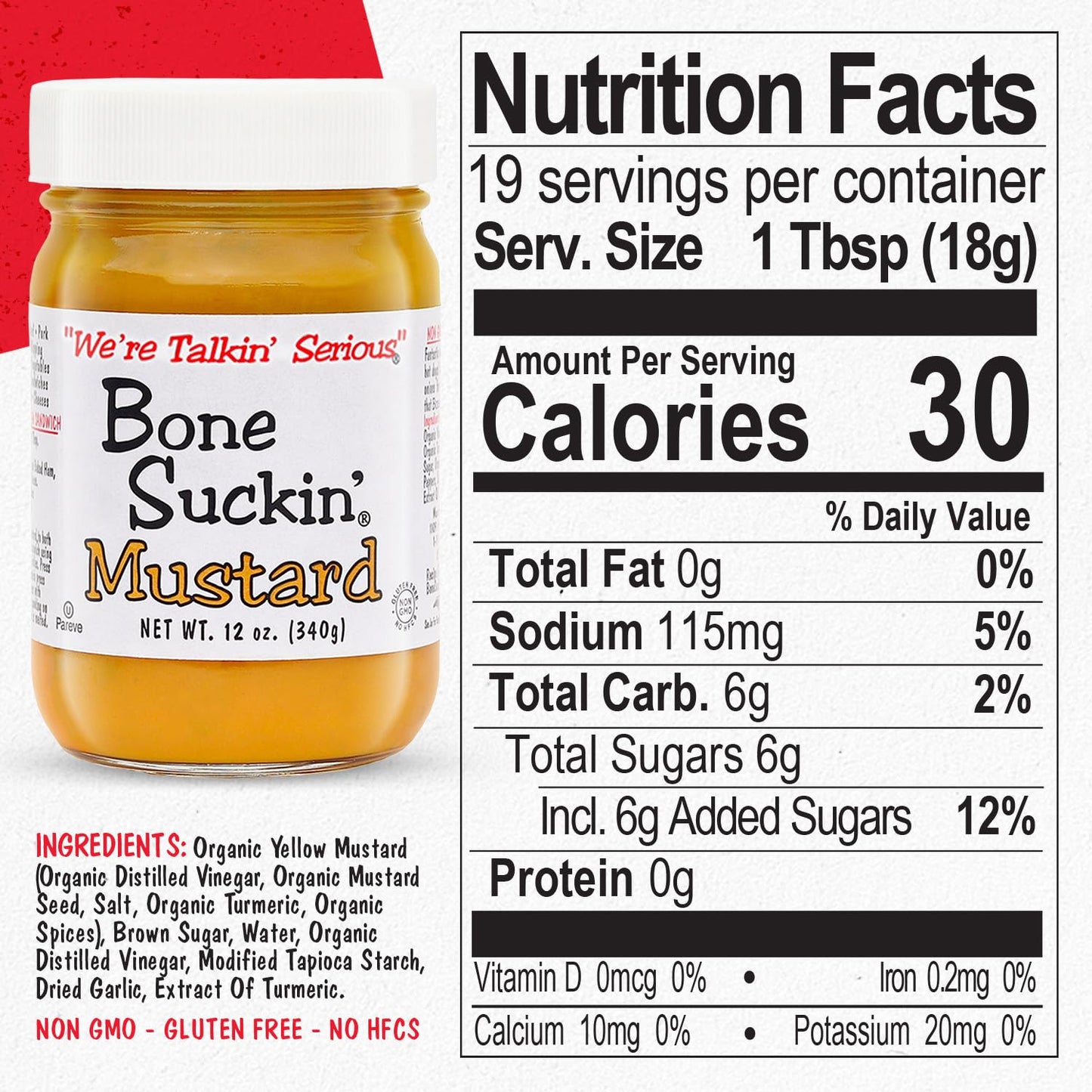 Bone Suckin Variety Mustard, 12 oz in Glass Bottle - Gourmet Jalapeno Mustard, Sweet Spicy, Creamy & Tangy, Gluten-Free, Non-GM